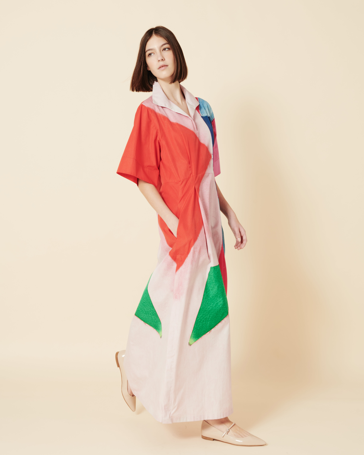 Designer コットンポプリン・ドレス - multicolor #editorial
