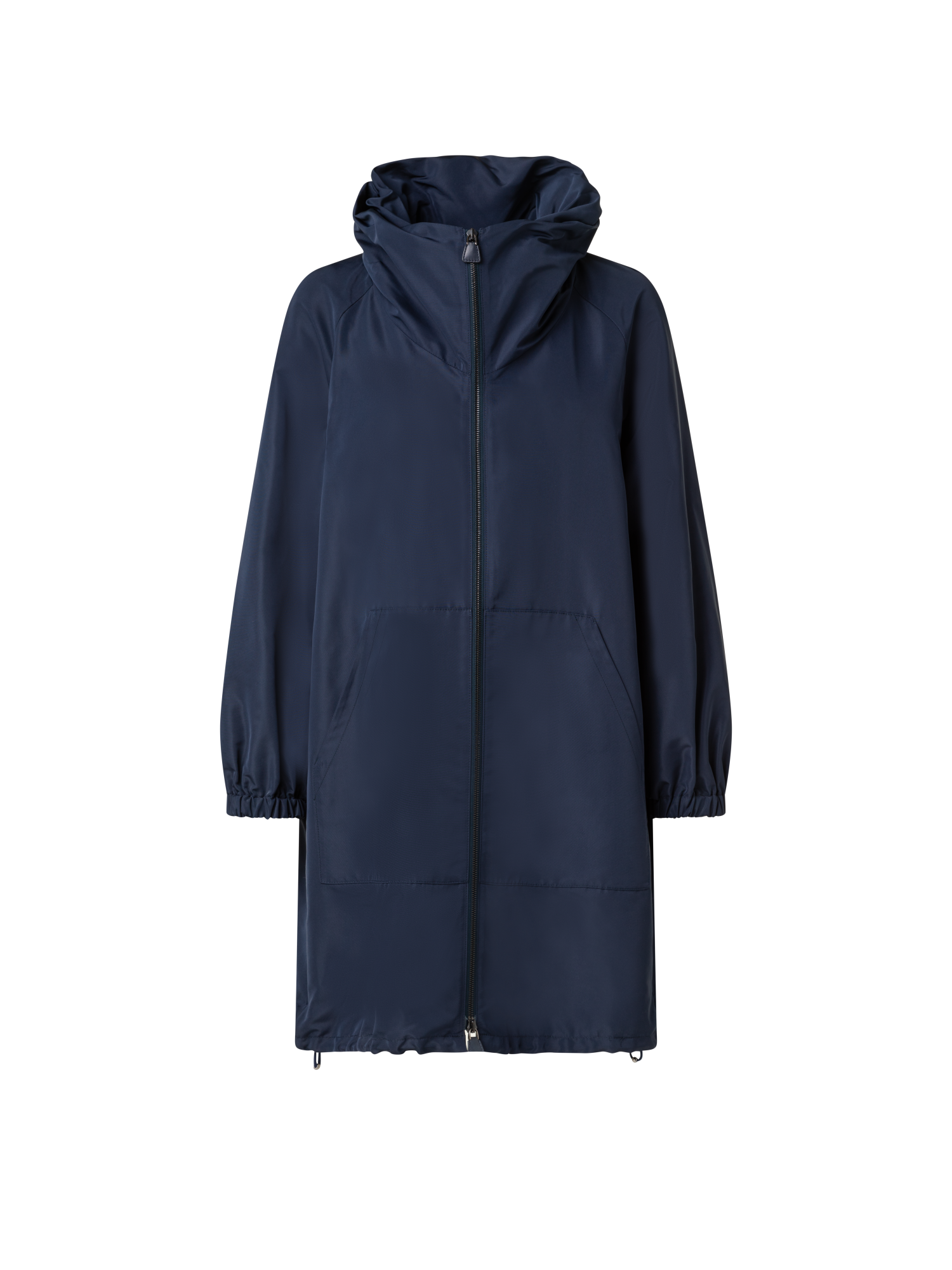 Designer Water-Repellent Silk Taffeta Parka - navy - blue