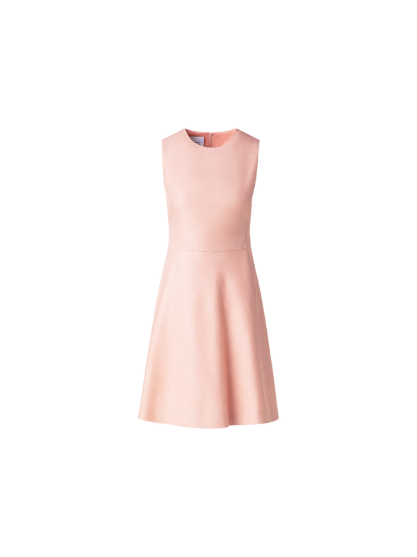 Designer Flared Cocktail Dress in Indian Silk Ottoman - pastel - orange