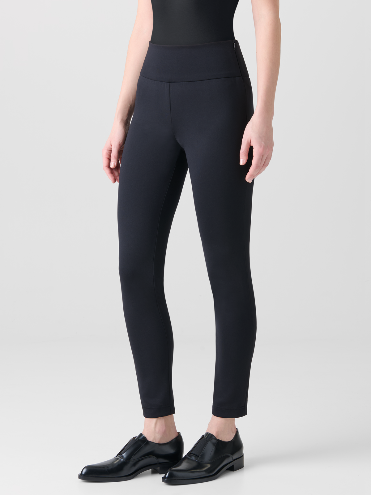 Designer Wool Jersey Leggings with XL Waistband - black - neutral #editorial