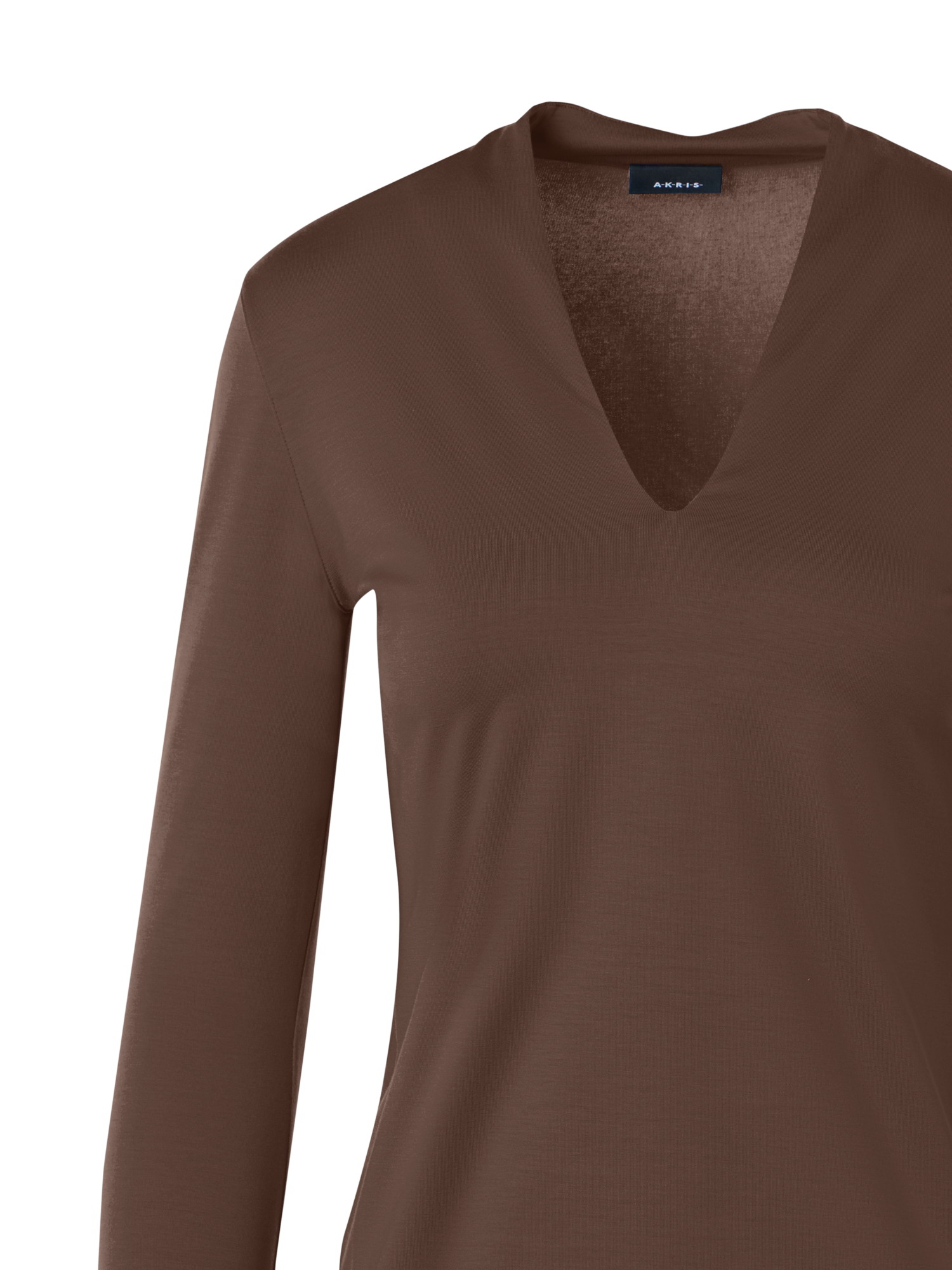 Designer Cotton Stretch Jersey V-Neck Shirt - brown