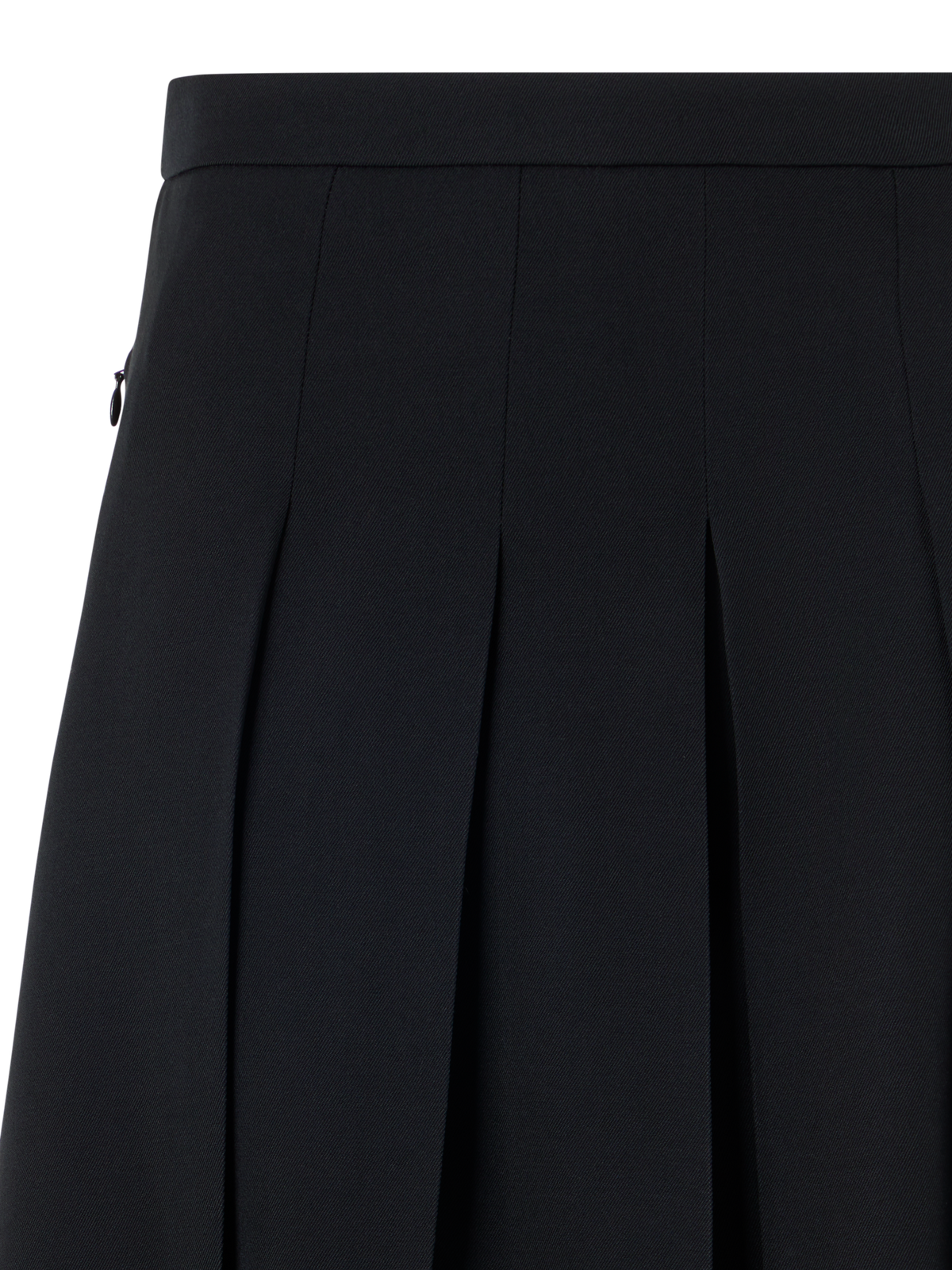 Designer Pleated Midi Skort in Wool Gabardine - black