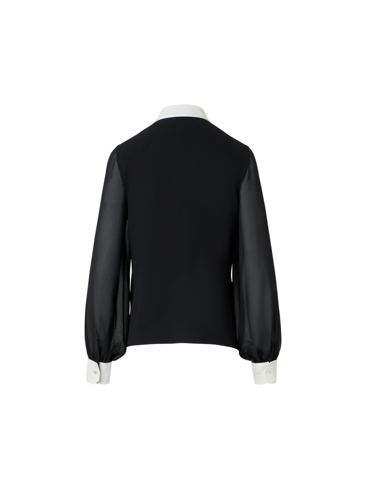 Designer Silk Blouse with Detachable Cuffs - black