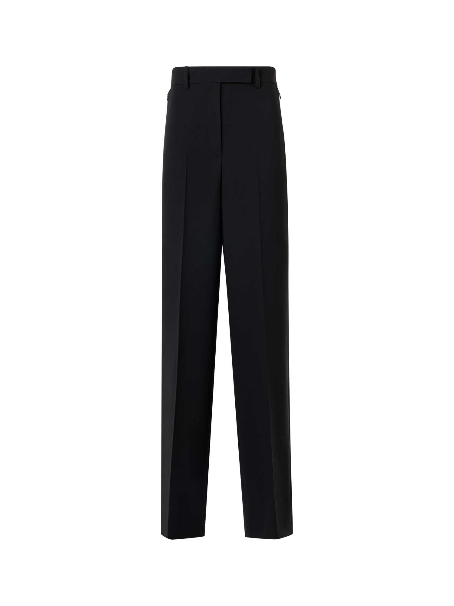 Designer Forest Wide-Straight-Leg Pants in Wool Double-Face - black