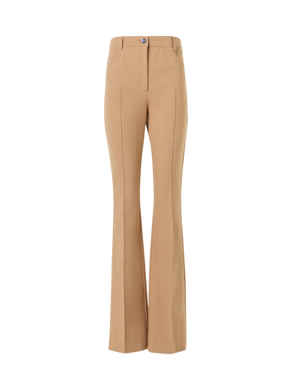 Designer Farid Bootcut Pants in Stretch-Cotton Denim - beige
