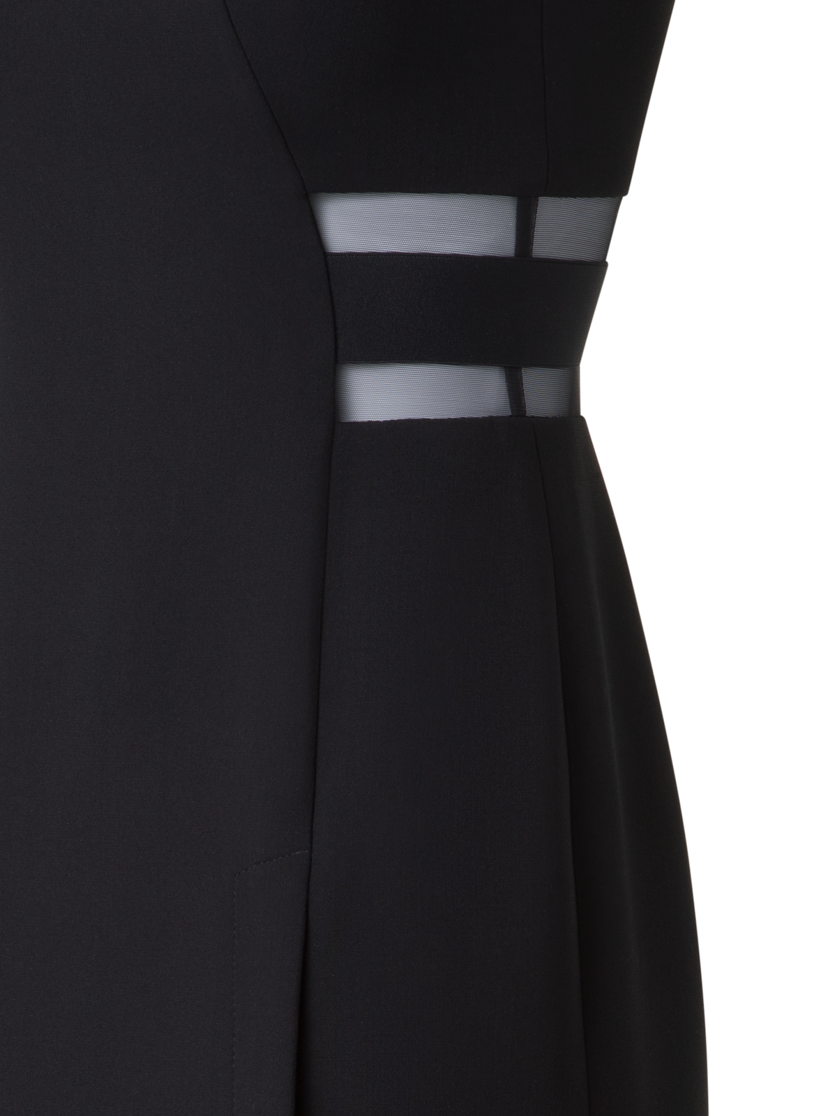 Designer Evening Sheath Dress with Tulle Waist Inset - black