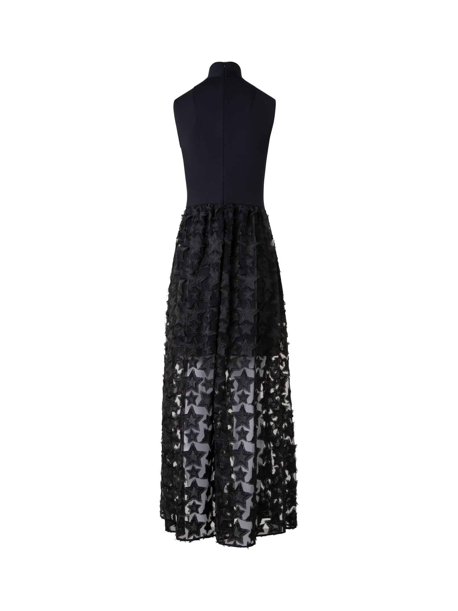 Designer Midi Dress with 3D Star Embroidery - black