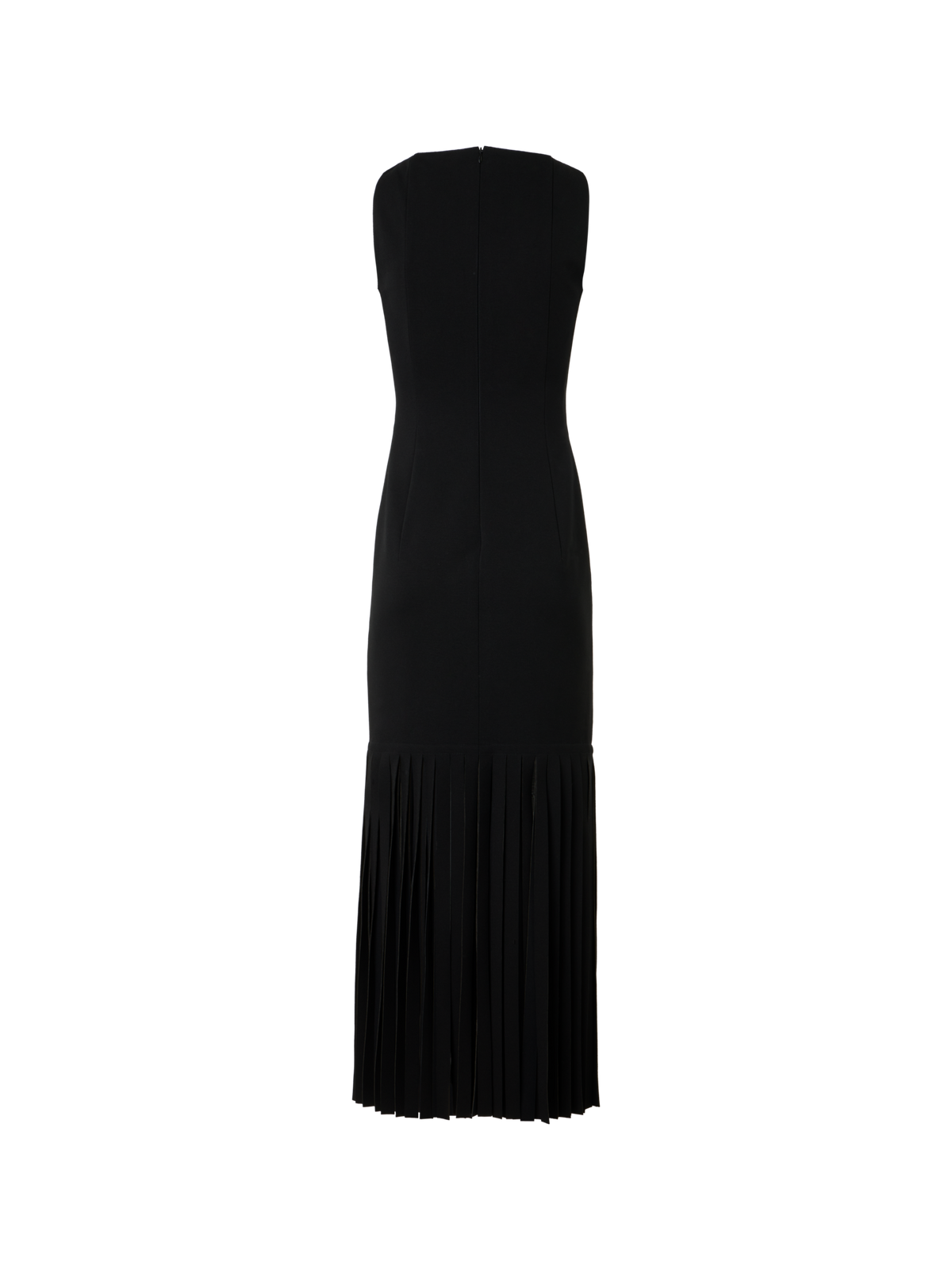 Designer Viscose Jersey Dress with Fringe Hem - black