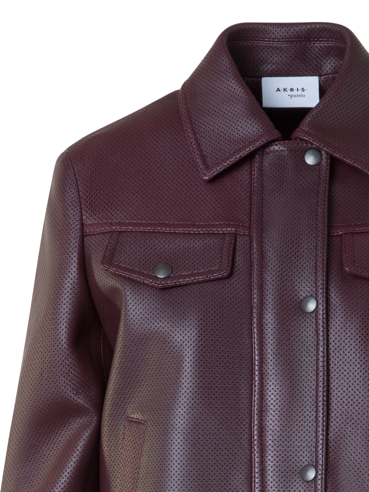 Designer Short Pin Dot Leather Jacket - purple - red