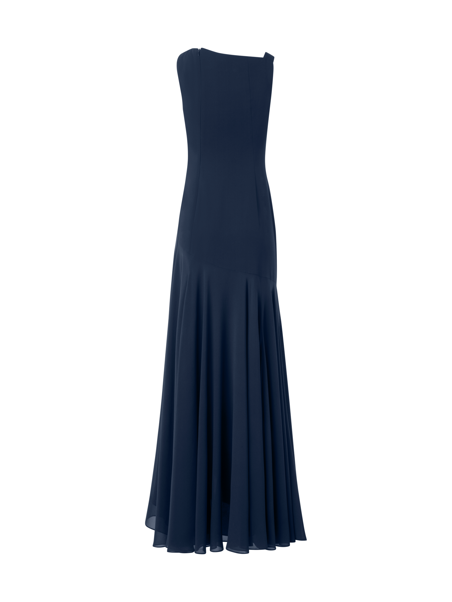 Designer Swarovski Crystal Square Studs Gown with Slit - neutral - navy - blue