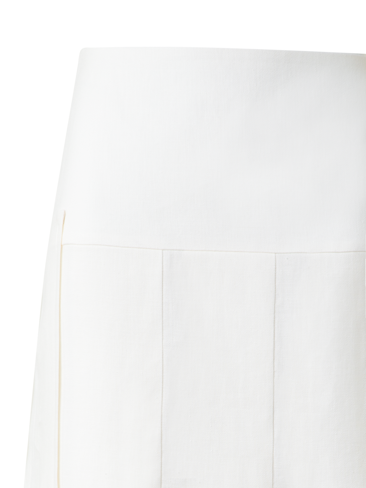 Designer Pleated Midi Skirt in Linen Wool Blend - neutral - ecru - white