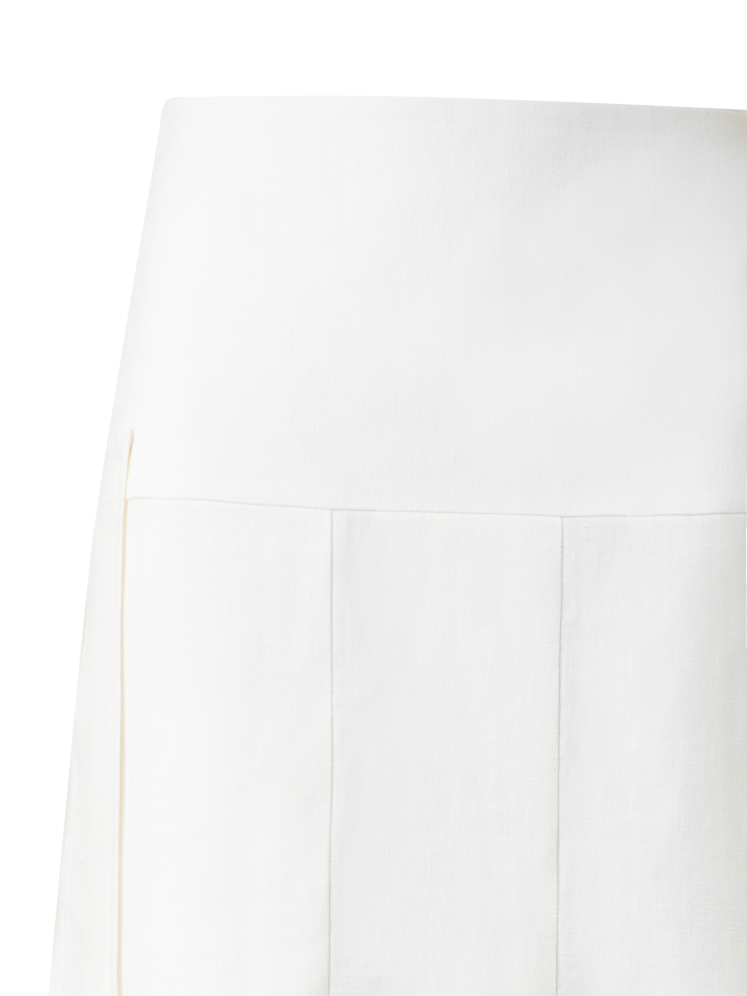 Designer Pleated Midi Skirt in Linen Wool Blend - neutral - ecru - white
