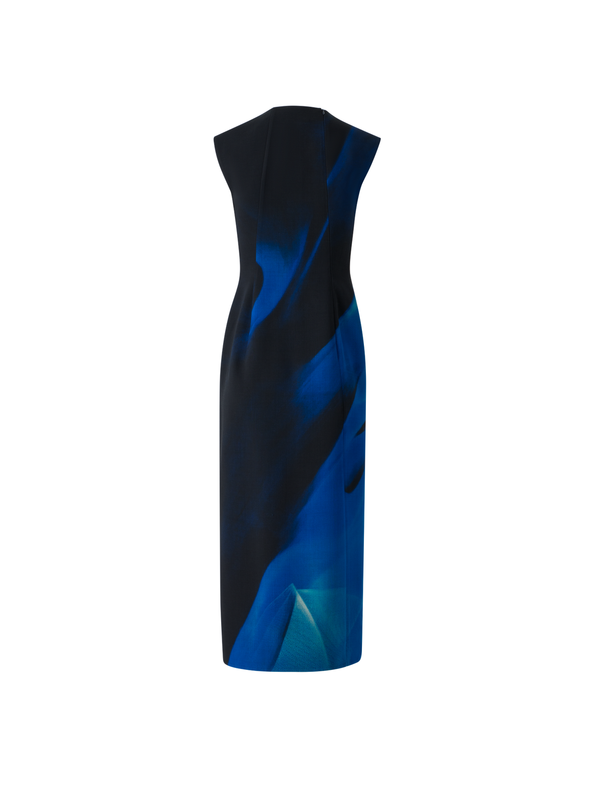 Designer Wool Shift Dress in Alyson's Cyanotype Print - blue - multicolor