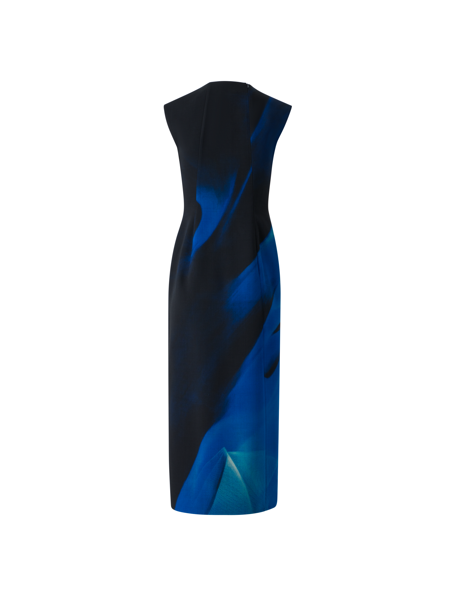 Designer Wool Shift Dress in Alyson's Cyanotype Print - blue - multicolor