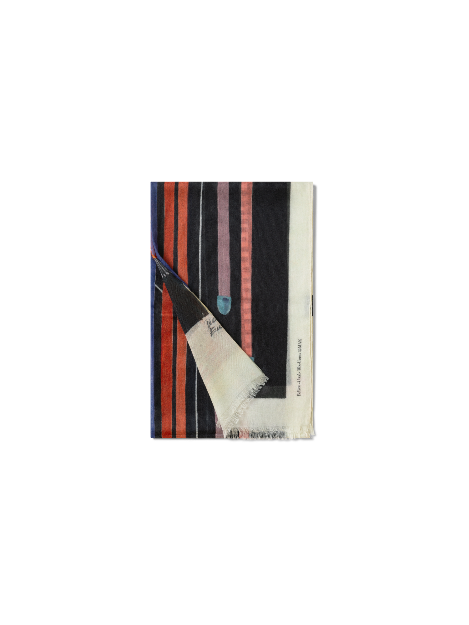 Designer Cashmere Scarf with Fuchsie Print - multicolor