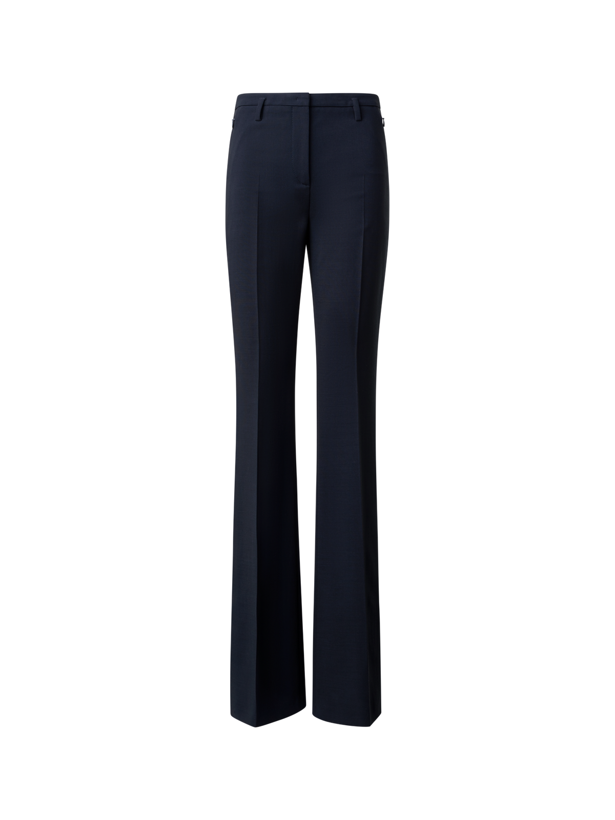 Designer Bootcut Wool Double-Face Pants - navy - blue