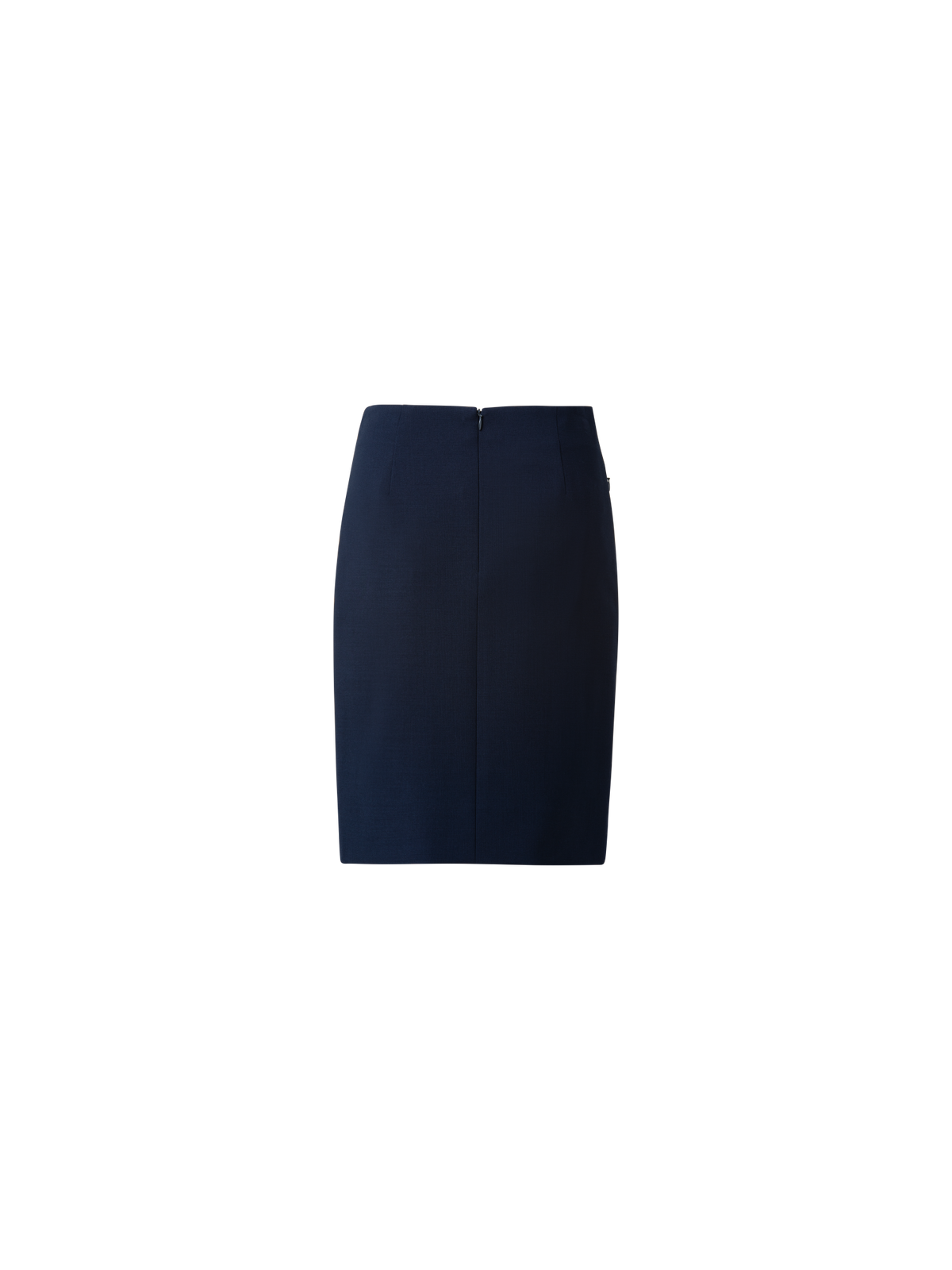 Designer Wool Double-Face Pencil Skirt with Zip Pockets - navy - blue