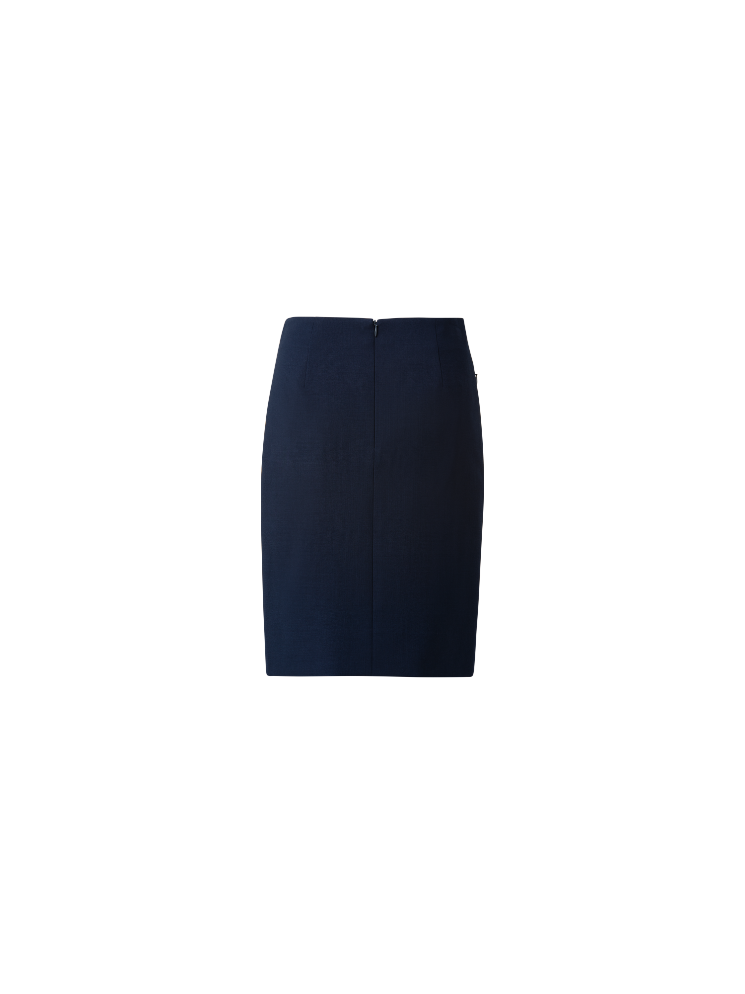 Designer Wool Double-Face Pencil Skirt with Zip Pockets - navy - blue