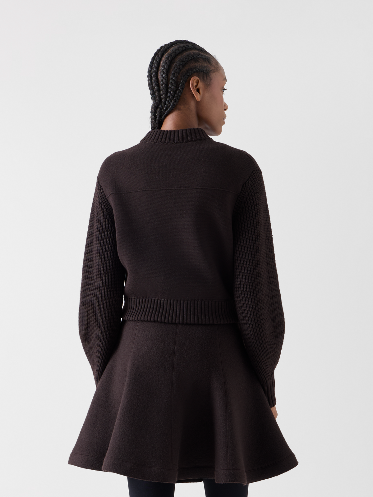 Designer Merino Wool Bomber Cardigan - brown #editorial