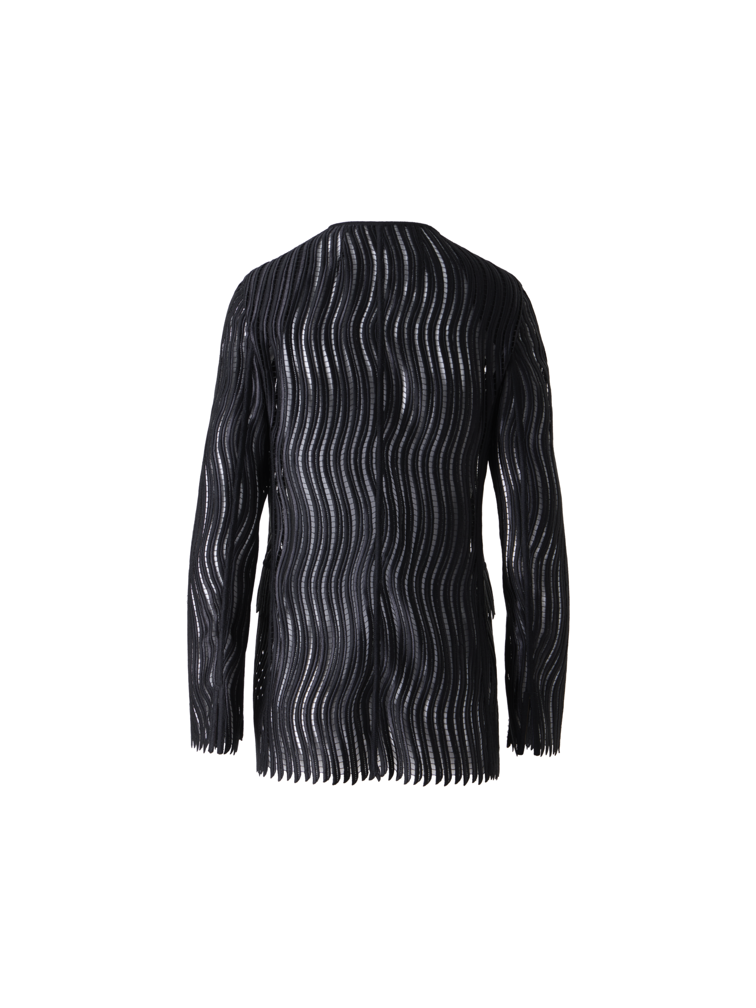 Designer Hekka Long Sheer Wave Guipure Jacket - black
