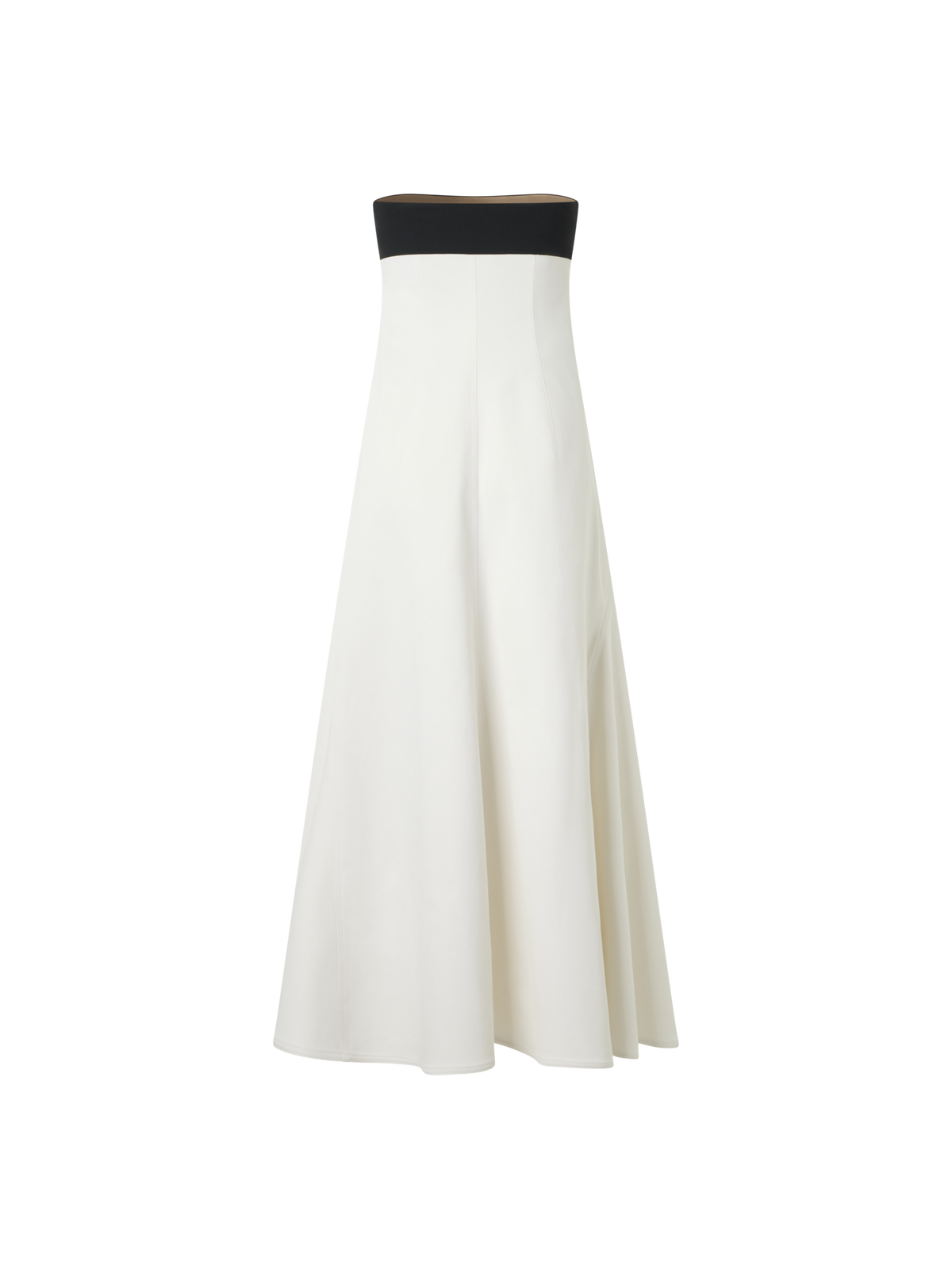 Designer Strapless Denim Midi Dress - ecru