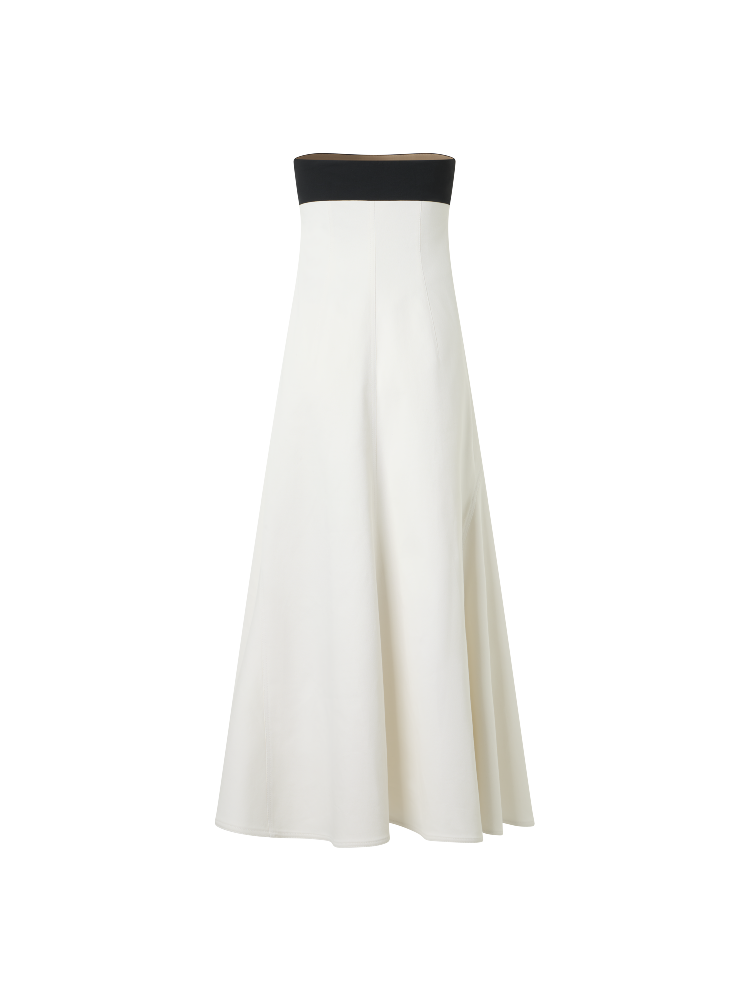 Designer Strapless Denim Midi Dress - ecru