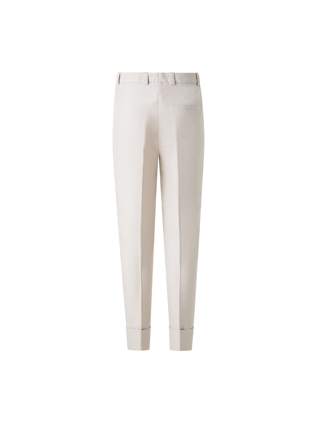 Designer Cropped Tapered Cotton Silk Double-Face Pants - neutral - grey - beige