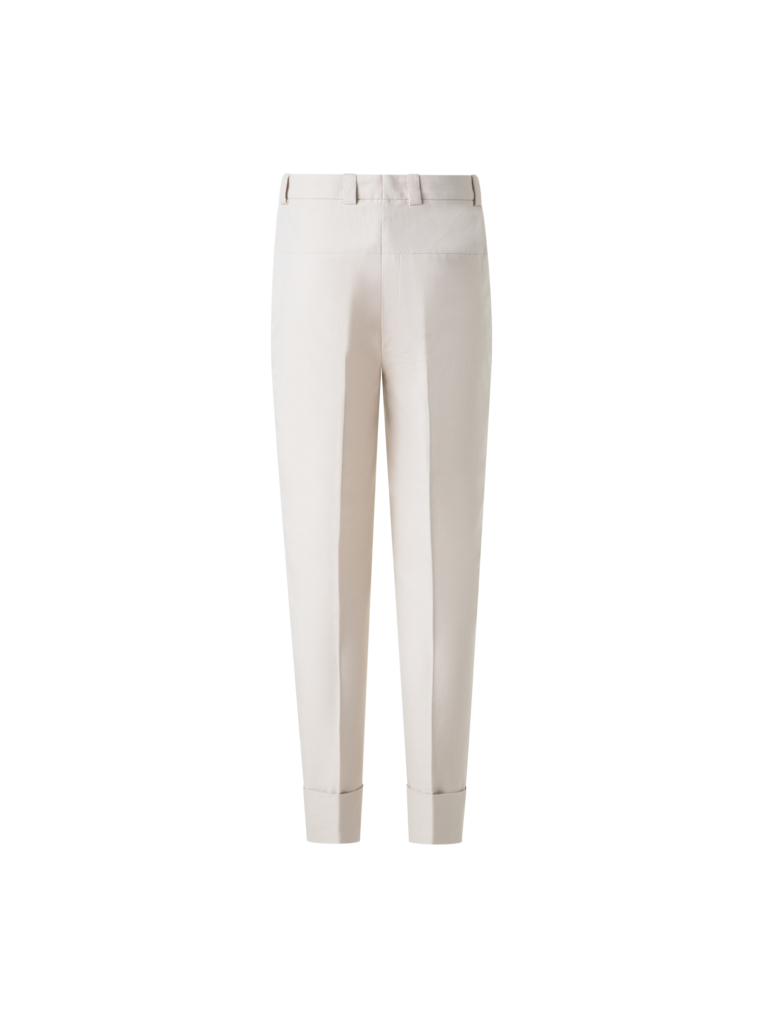 Designer Cropped Tapered Cotton Silk Double-Face Pants - neutral - grey - beige