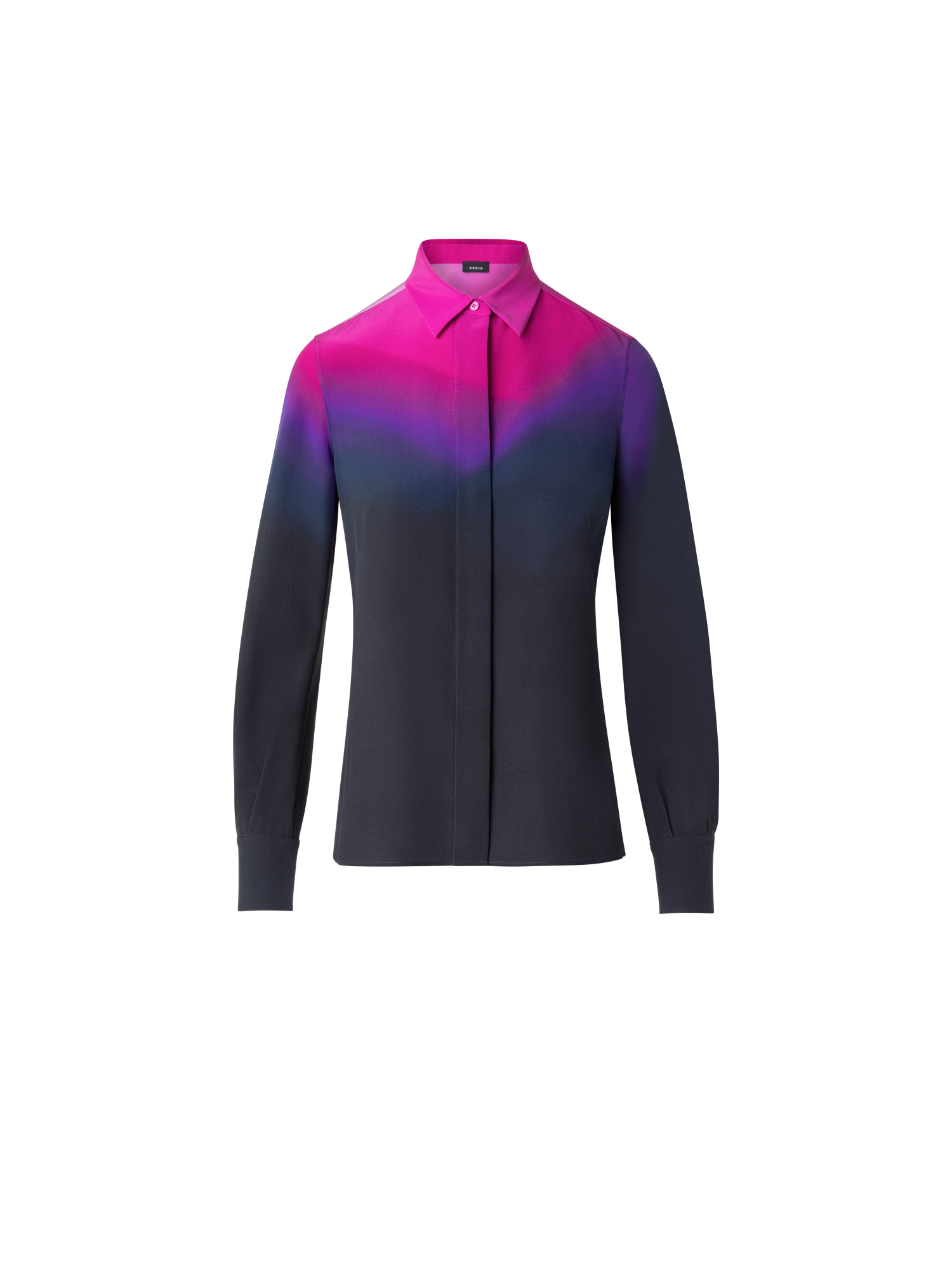 Designer Silk Crêpe Blouse with Alta Magenta Print - purple - multicolor - pink