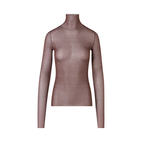 Transparenter Feinripp-Pullover aus Seide