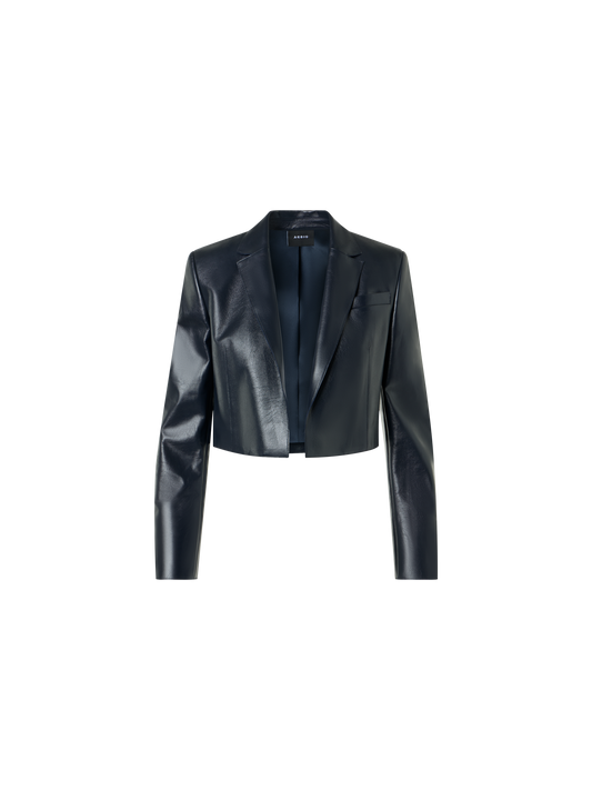 Designer Lacquered Nappa Short Jacket - black
