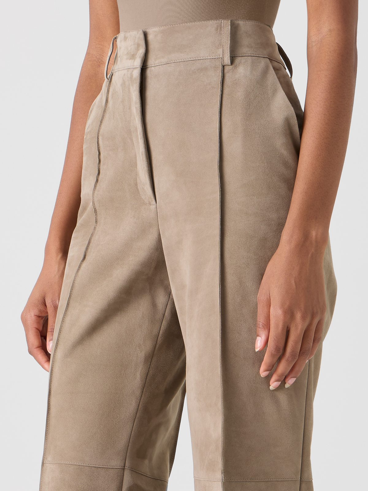 Designer Florine Straight Wide Suede Pants - beige - neutral #editorial