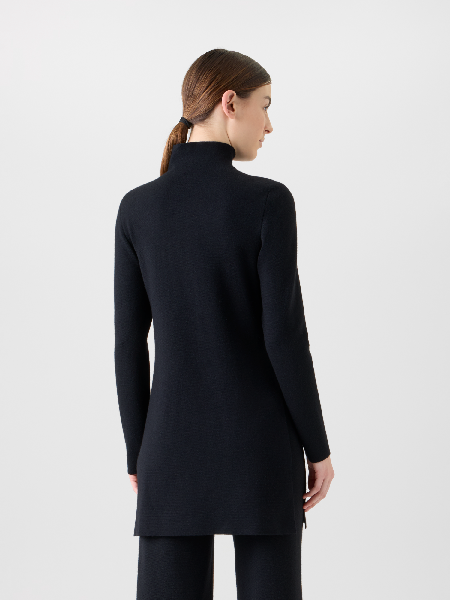 Designer Cashmere Silk Milano Knit Tunic - black - neutral 