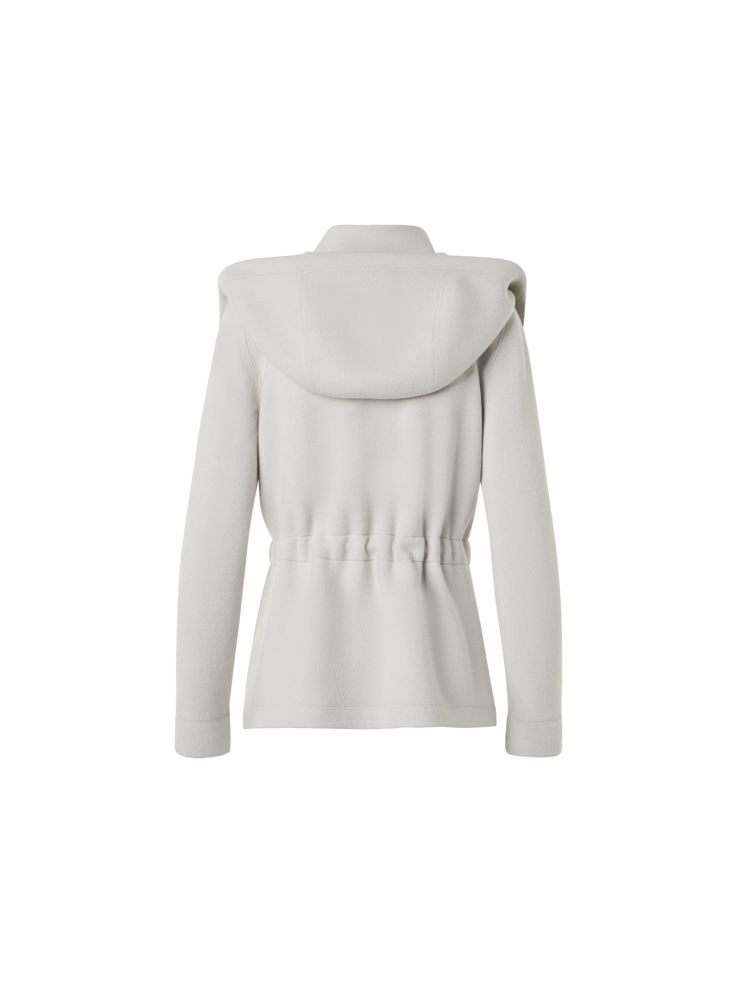 Designer Cashmere Piqué Hooded Knit Jacket - beige