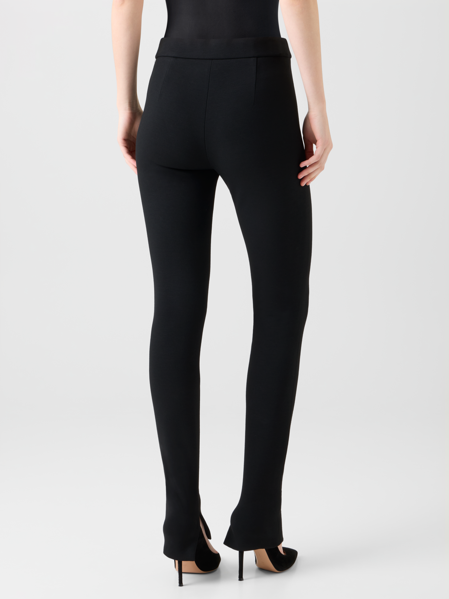 Designer Skinny Stretch Jersey Leggings with Slit - black - neutral 