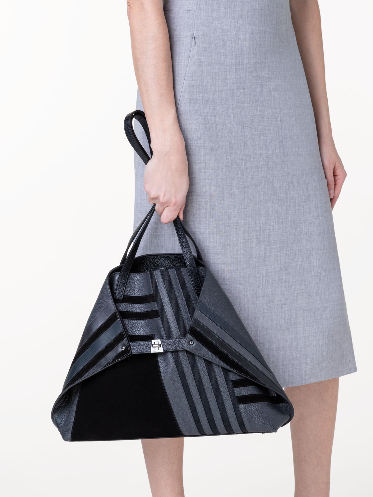 Designer Ai Medium Shoulder Tote - black - grey - multicolor #editorial