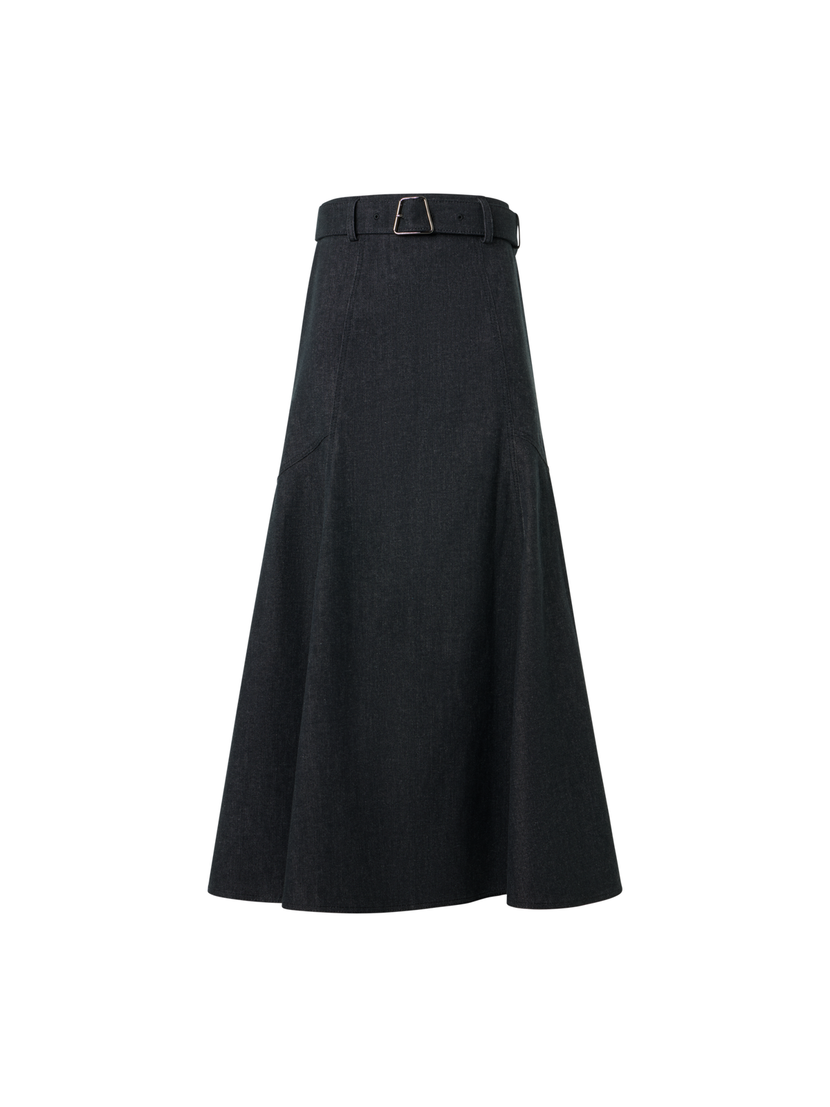 Designer Denim A-line Midi Skirt - black