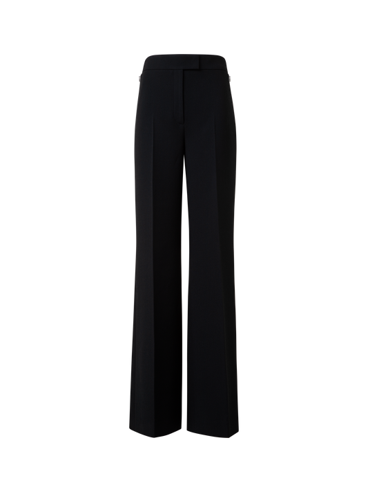 Designer Wide Wool Double-Face Pants - black