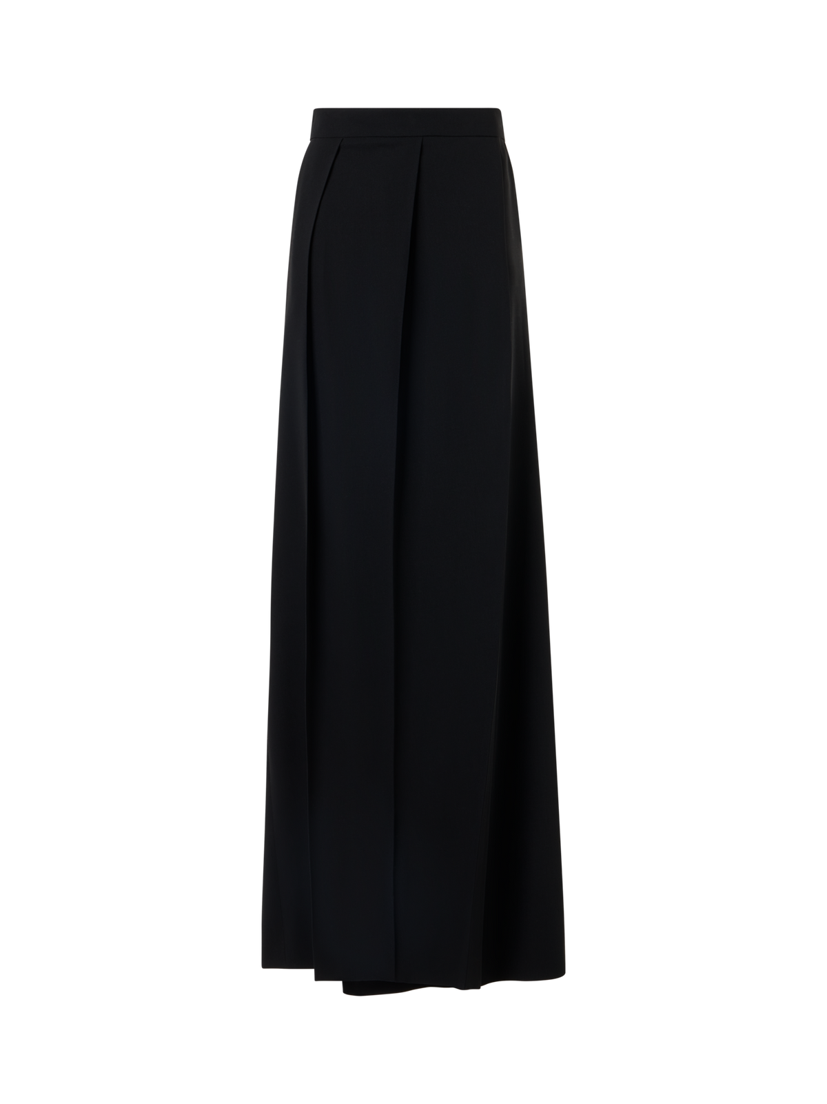 Designer Pleated Wide Pants in Wool Gabardine - black