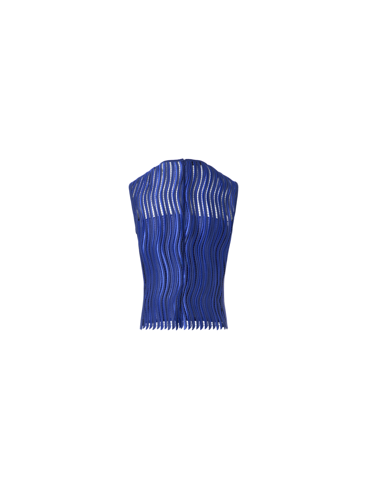 Designer Sleeveless Blouse in Wave Guipure - blue