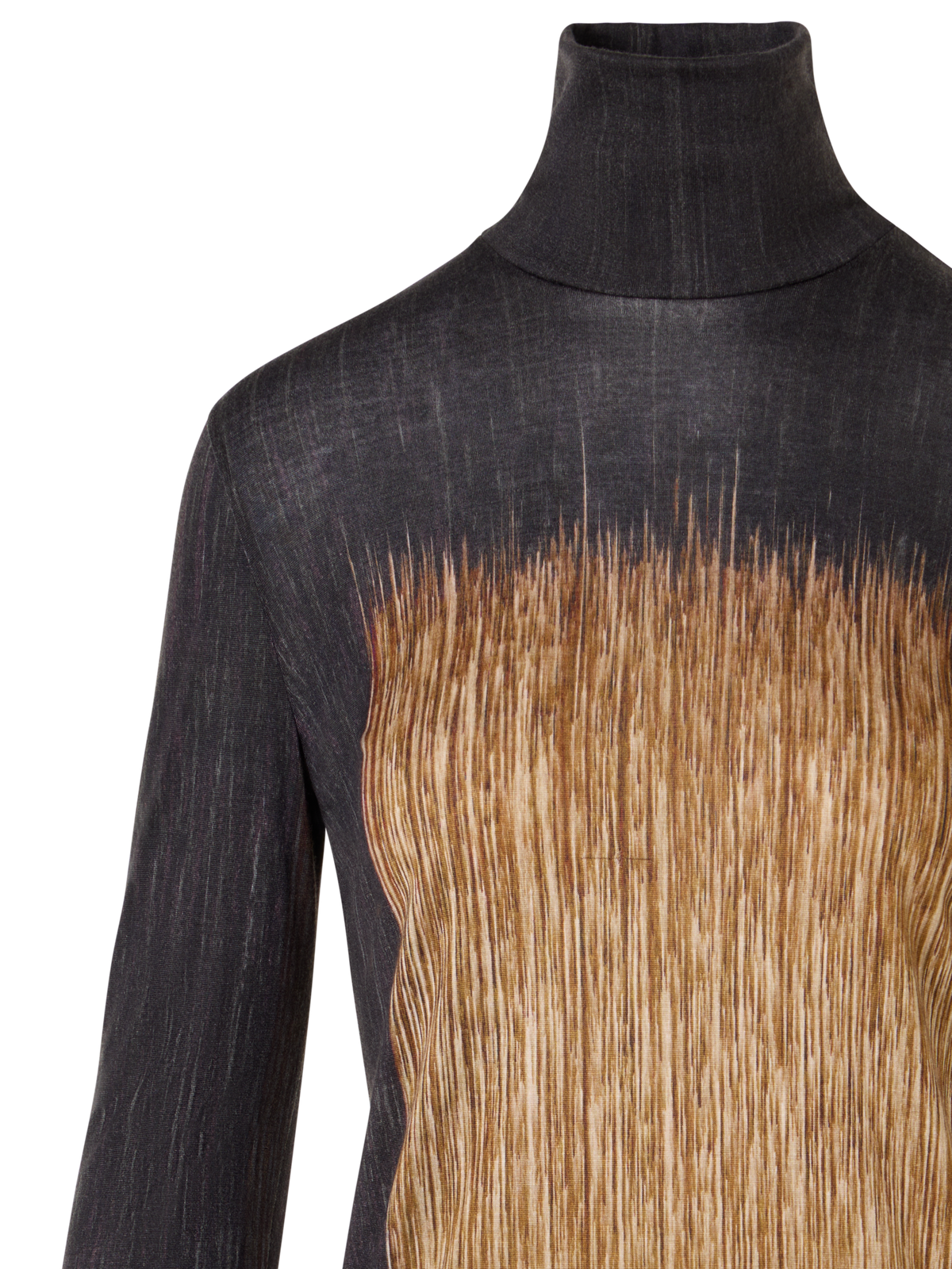 Designer Cashmere Silk Shirt in Oro Lienzo Print - multicolor - black - brown