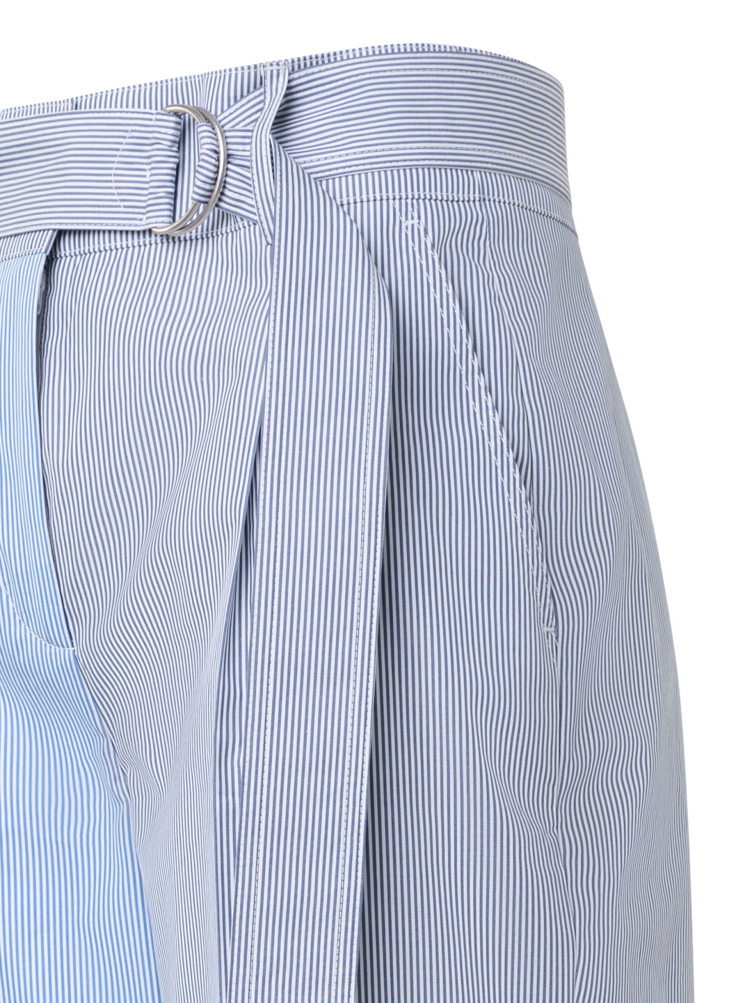 Designer Tapered Cotton Poplin Striped Pants - multicolor