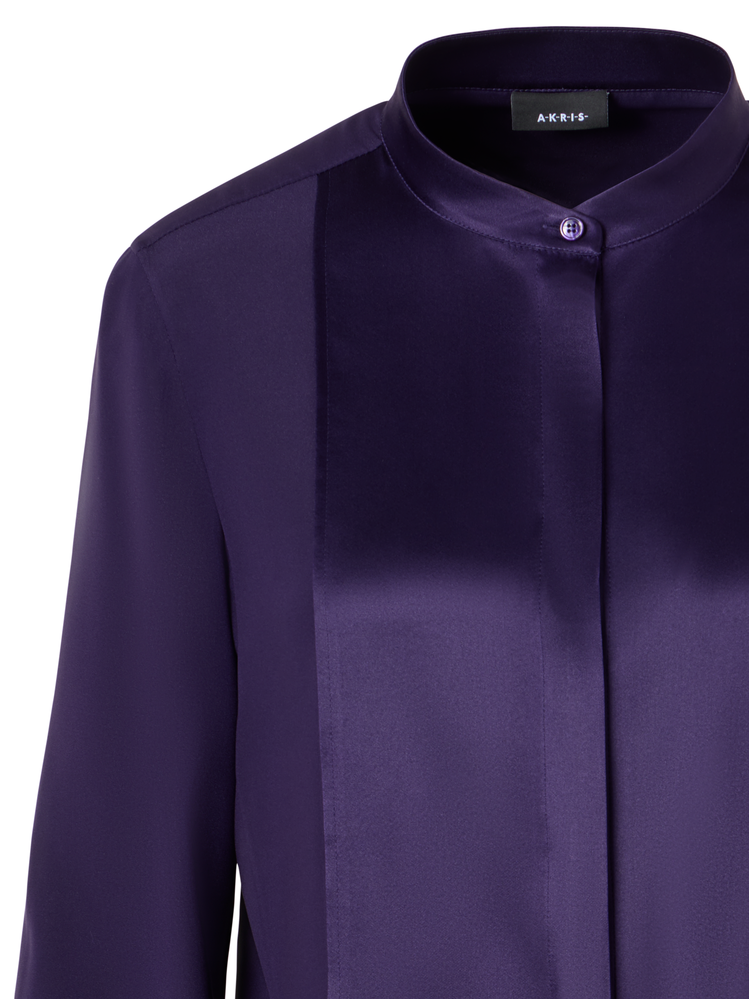Designer Long-Sleeve Stretch-Silk Blouse - purple