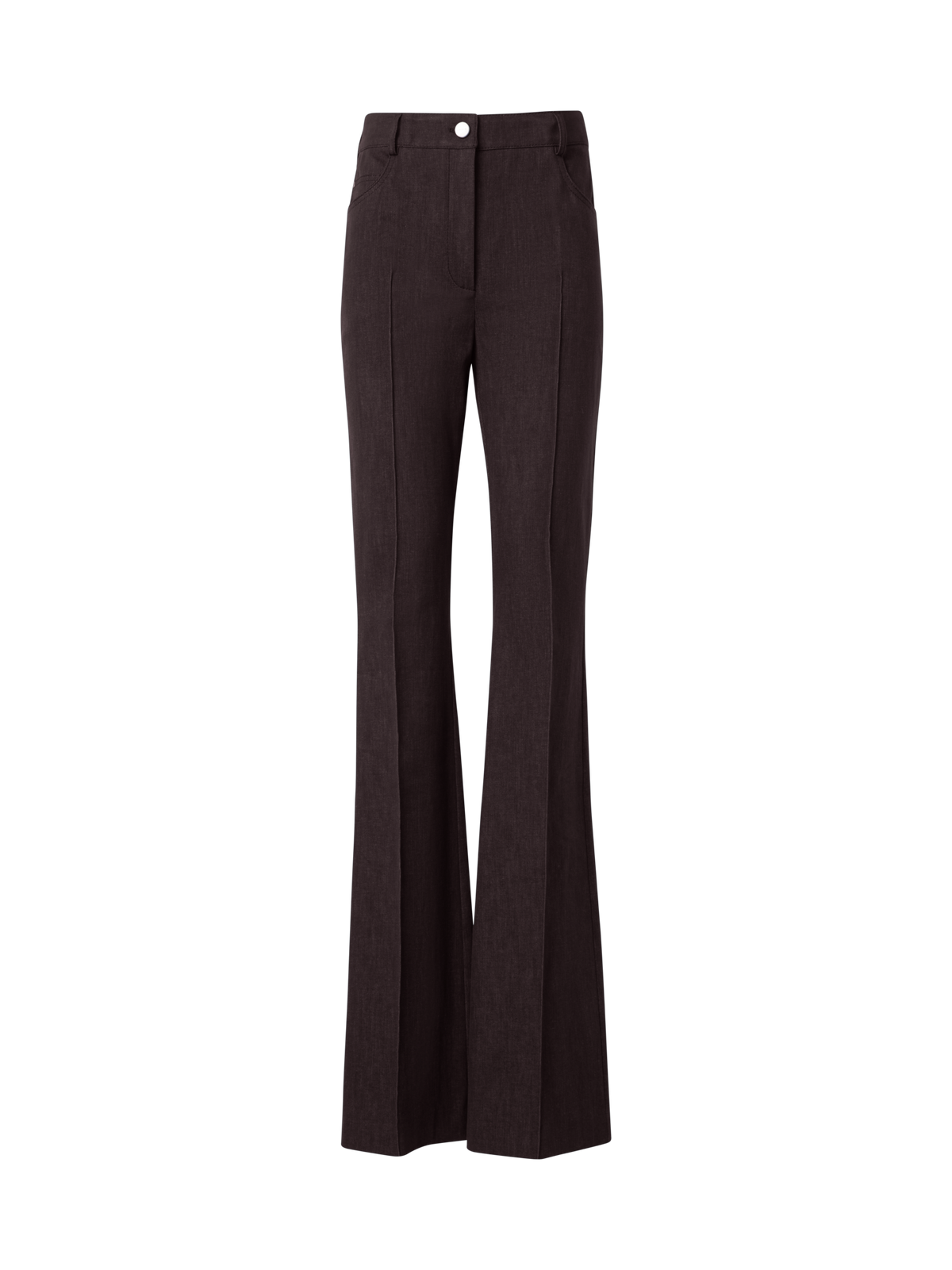 Designer Bootcut Pants in Cotton Denim Stretch - brown