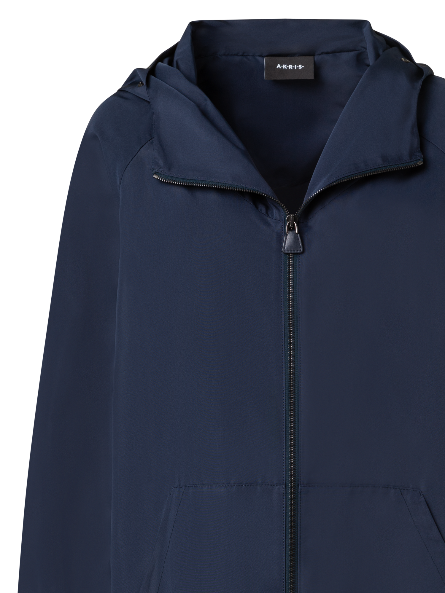 Designer Water-Repellent Silk Taffeta Parka - navy - blue