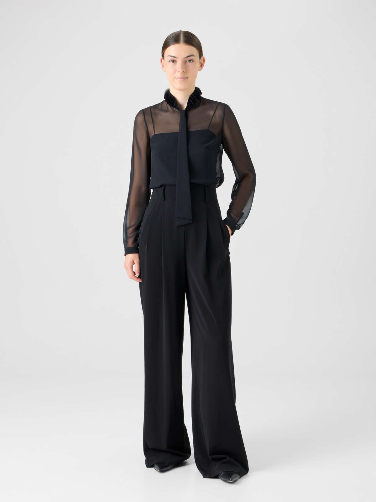 Designer Georgette Blouse with 3D Dots Embellishment - black #editorial