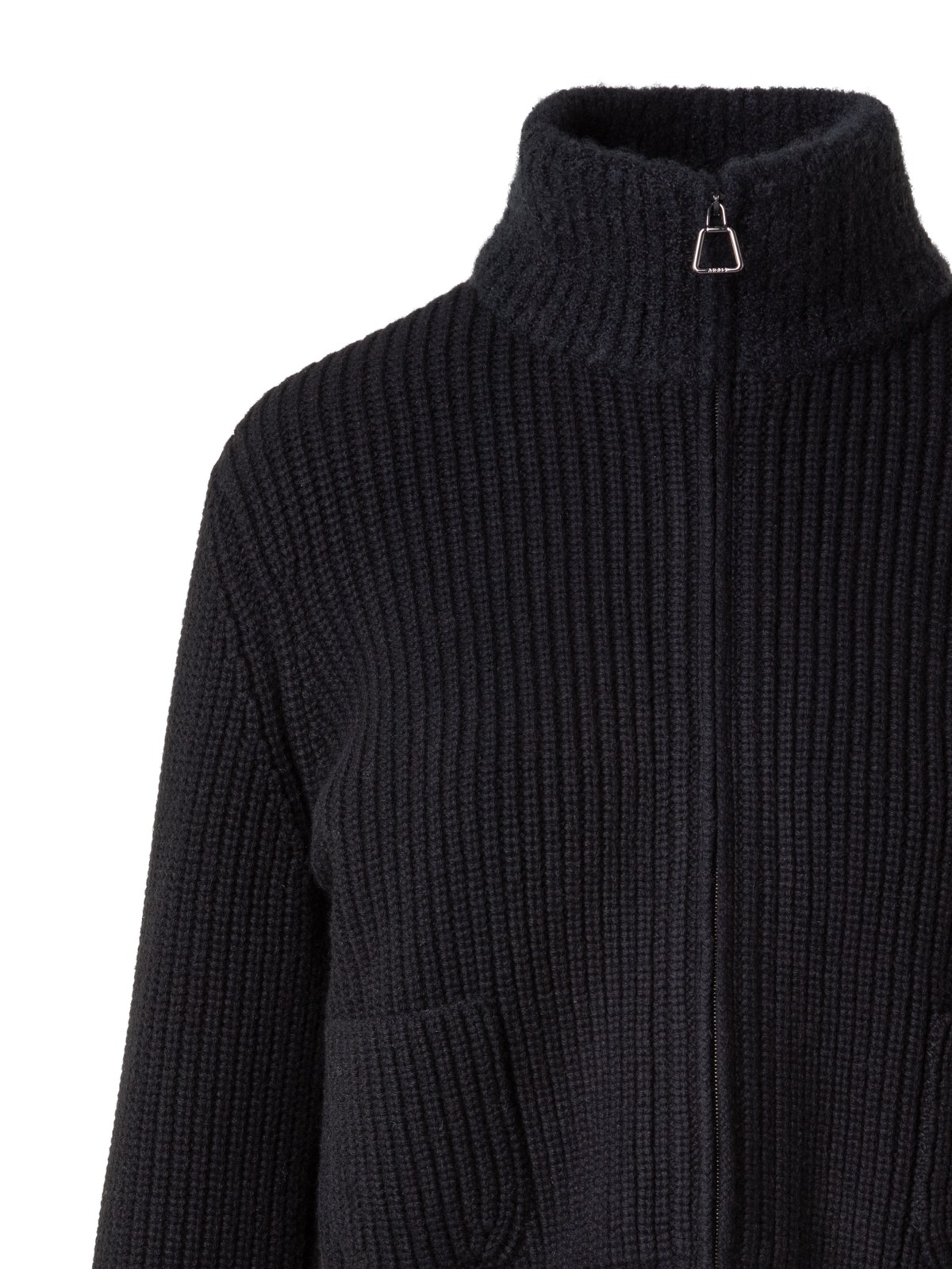 Designer Wool Cashmere Bouclé Blouson Cardigan - black