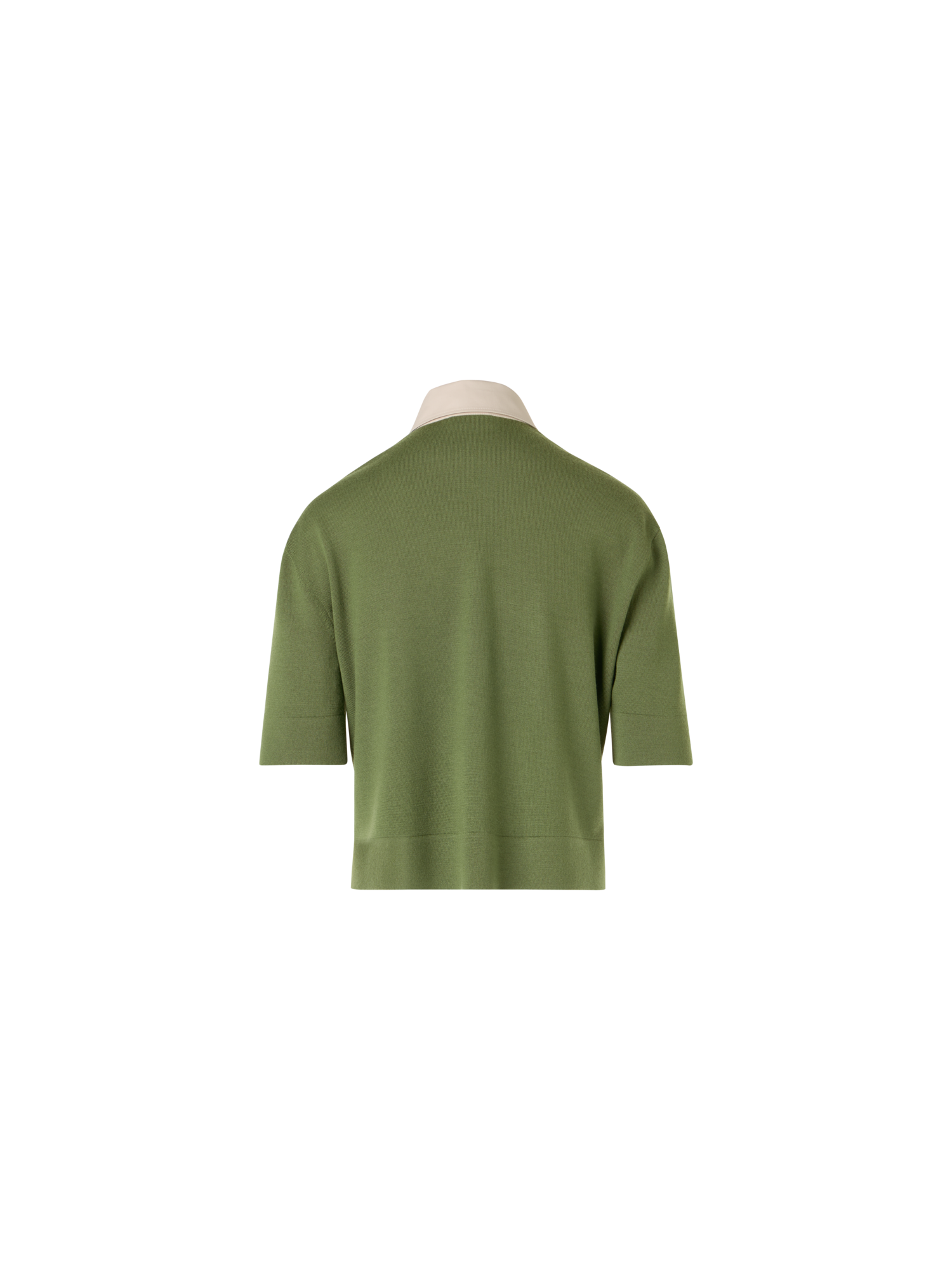 Designer Short-Sleeve Merino Wool Knit Polo Cardigan - green