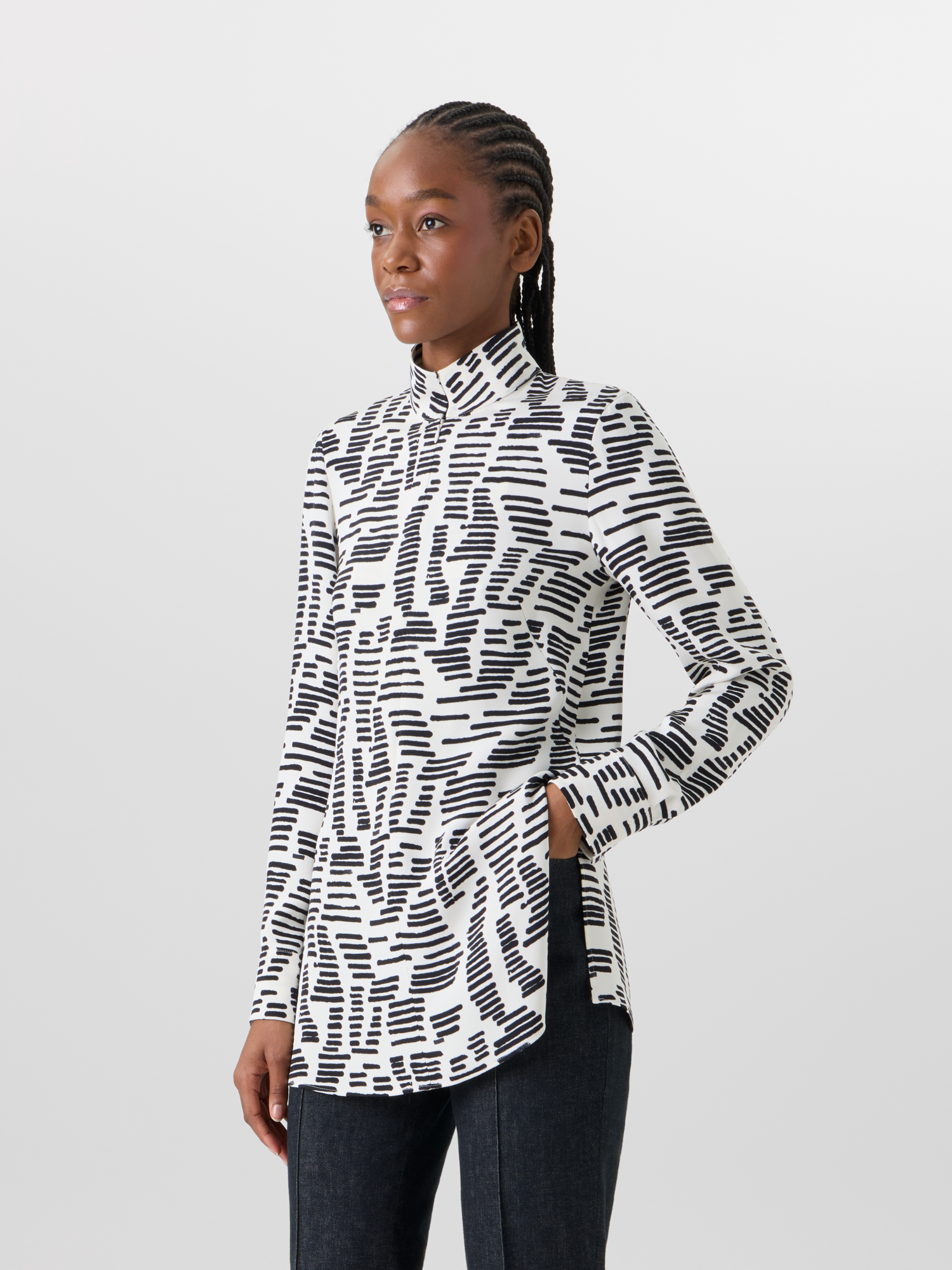 Designer Long-Sleeve Dance Movement Tunic Blouse - multicolor 