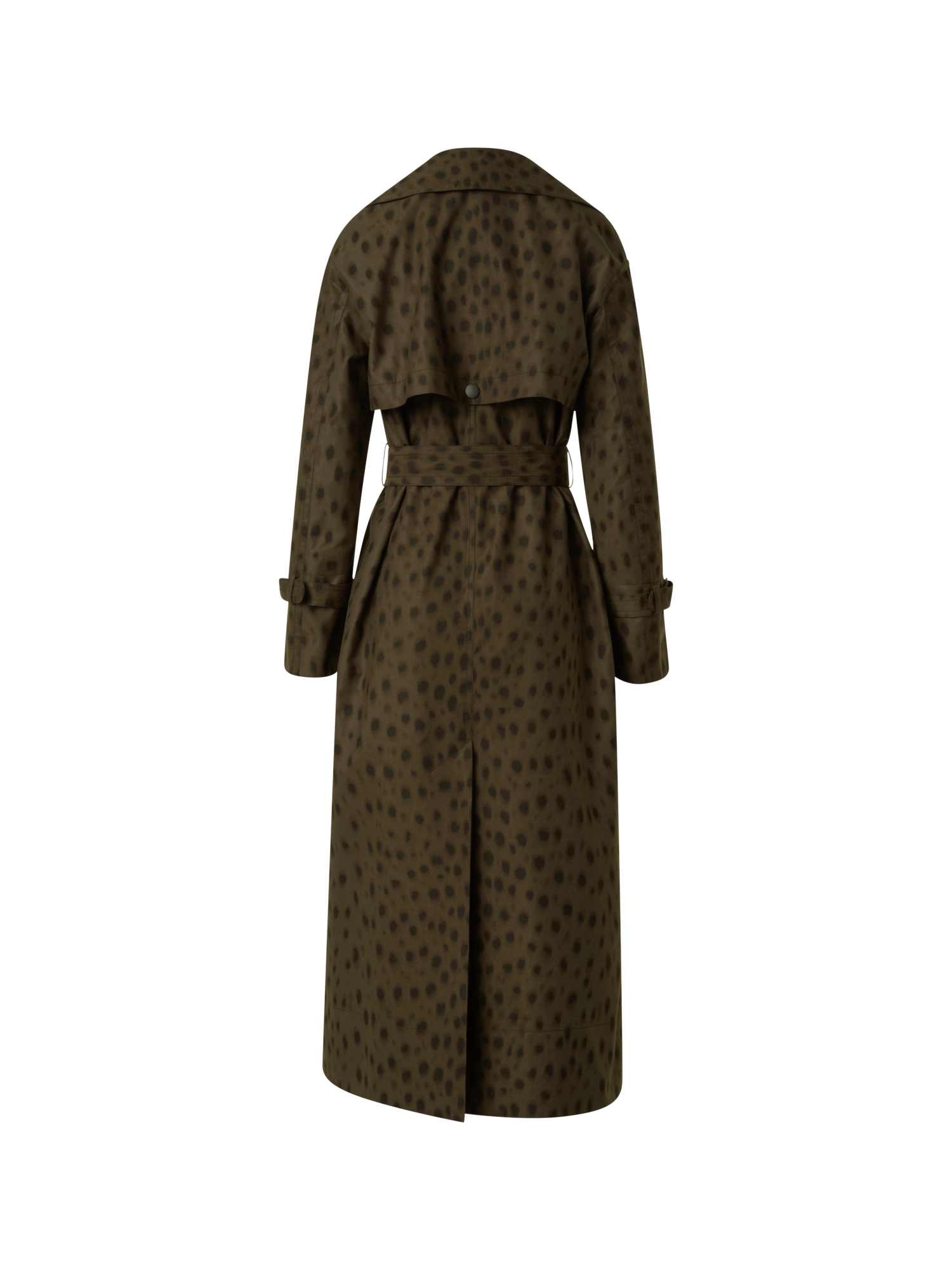 Designer Maxi Trench Coat in Leopard Print - neutral - brown